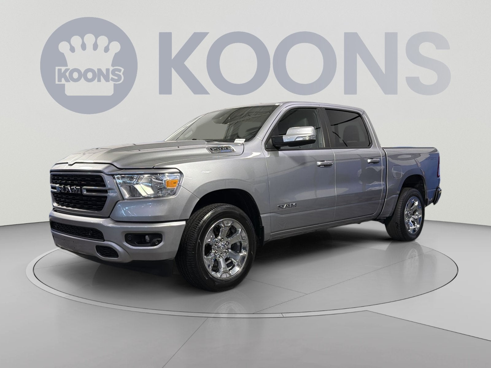 2022 RAM 1500 Big Horn/Lone Star in Billet Silver Metallic Clearcoat — front three-quarter view