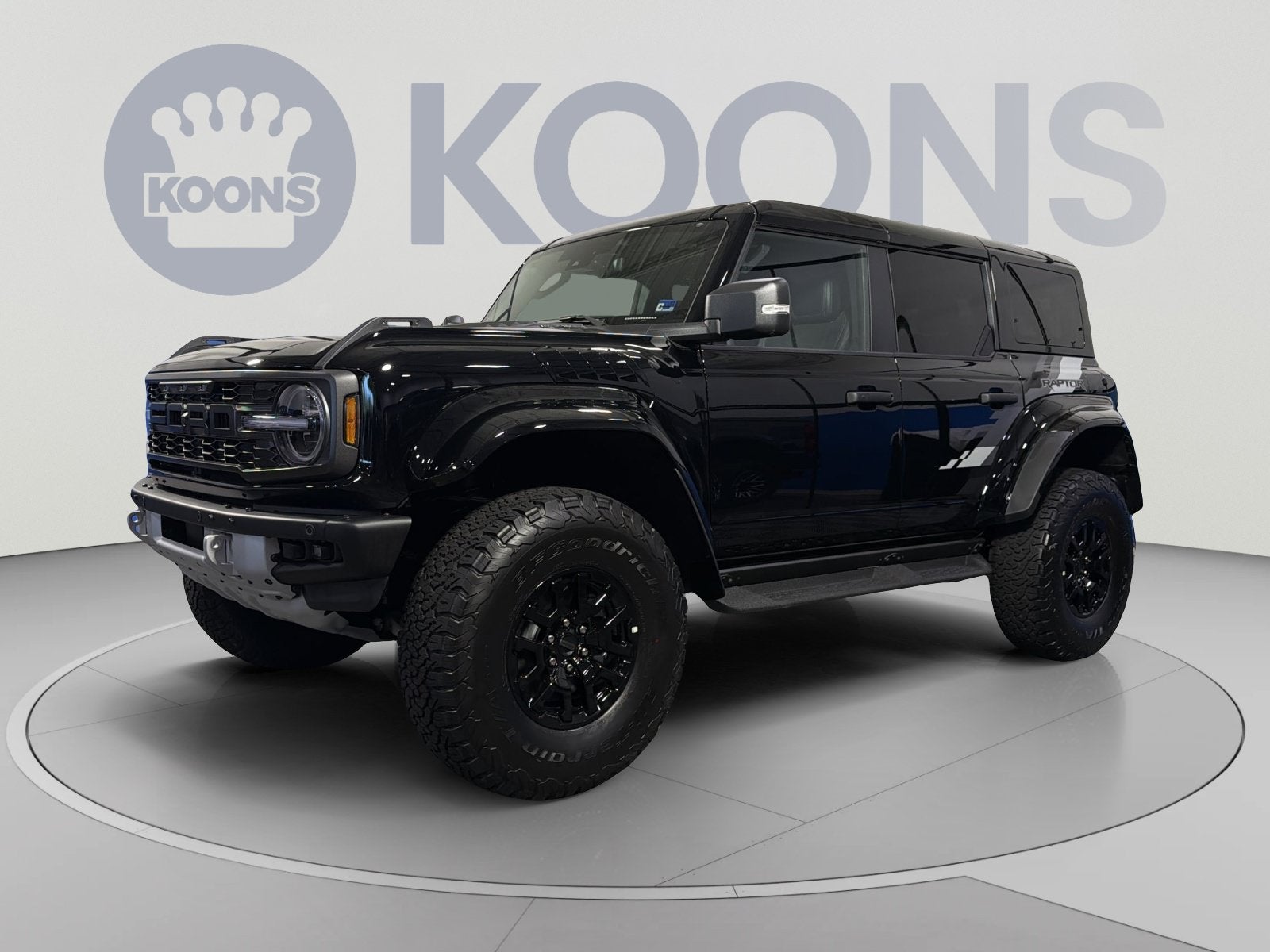 2026 Ford Bronco Raptor in Shadow Black — front three-quarter view