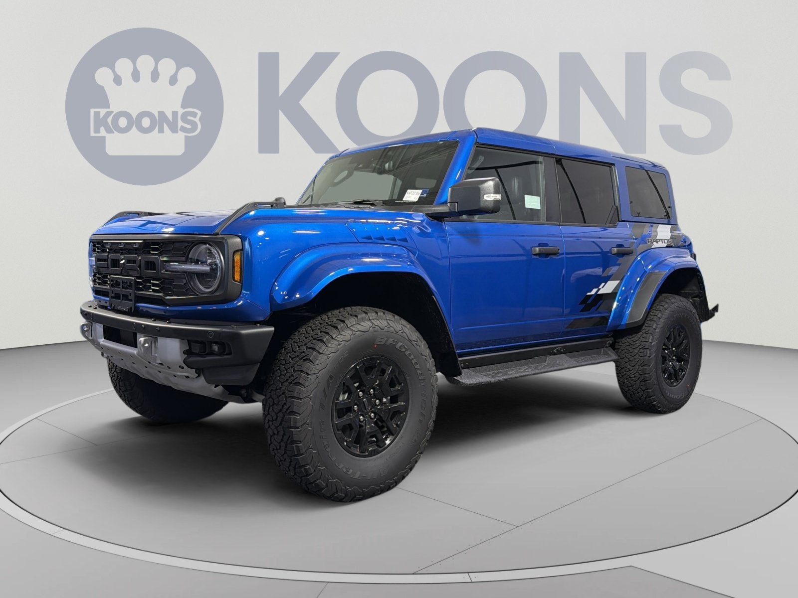 2026 Ford Bronco Raptor in Blue Metallic — front three-quarter view
