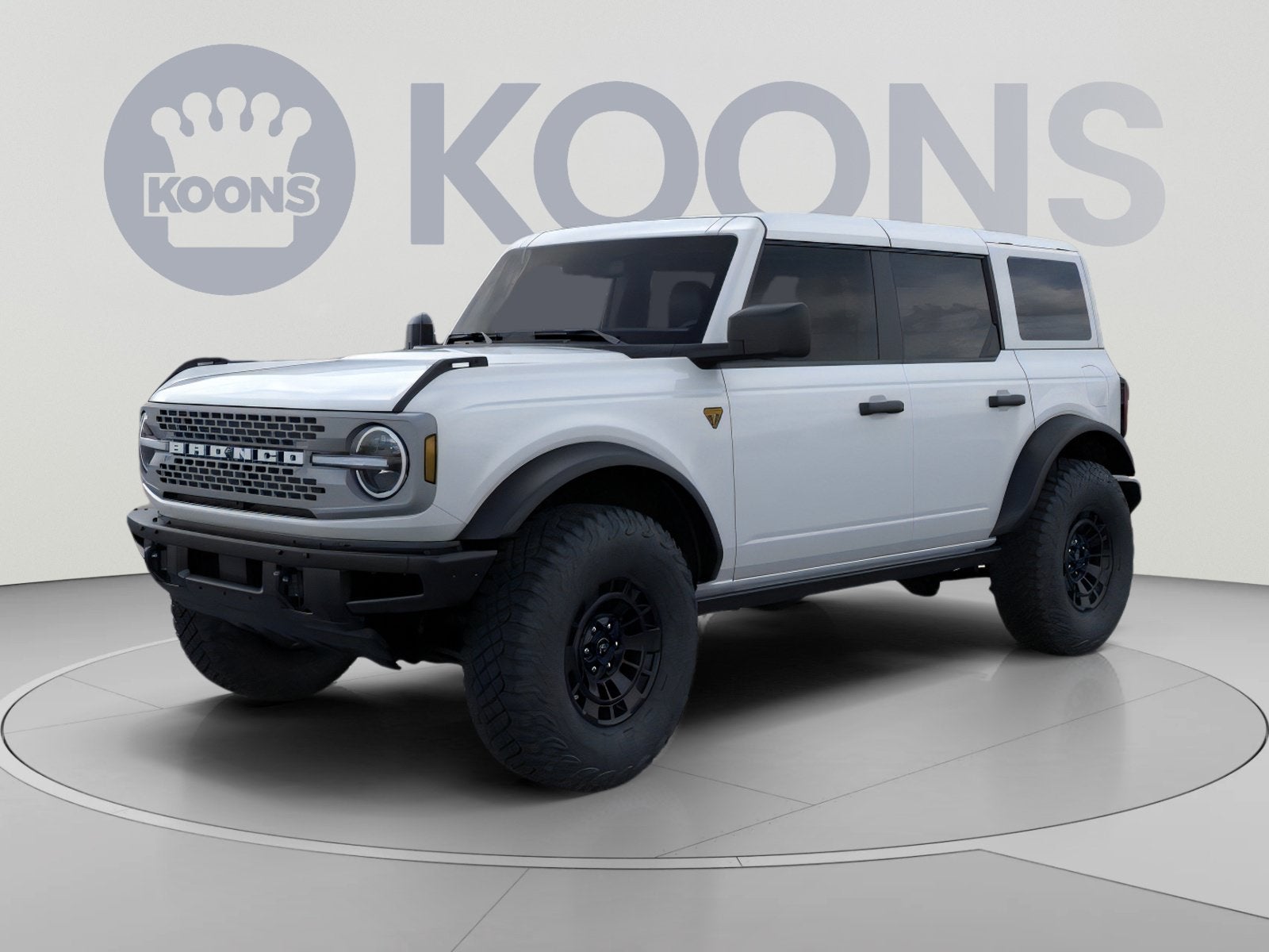 2026 Ford Bronco Badlands in Oxford White — front three-quarter view