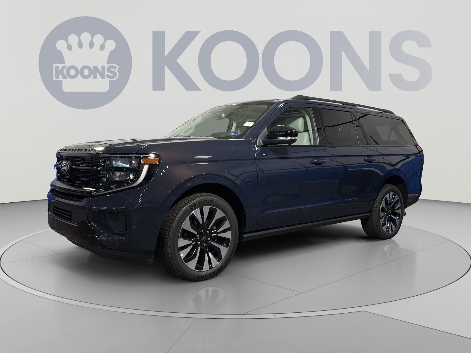 2027 Ford Expedition Max Platinum in Blue — front three-quarter view