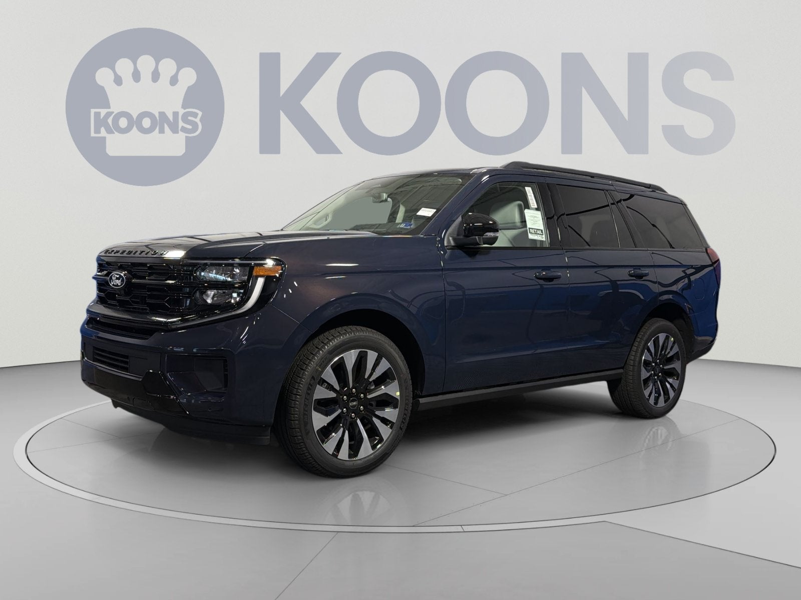 2027 Ford Expedition Platinum in Blue — front three-quarter view