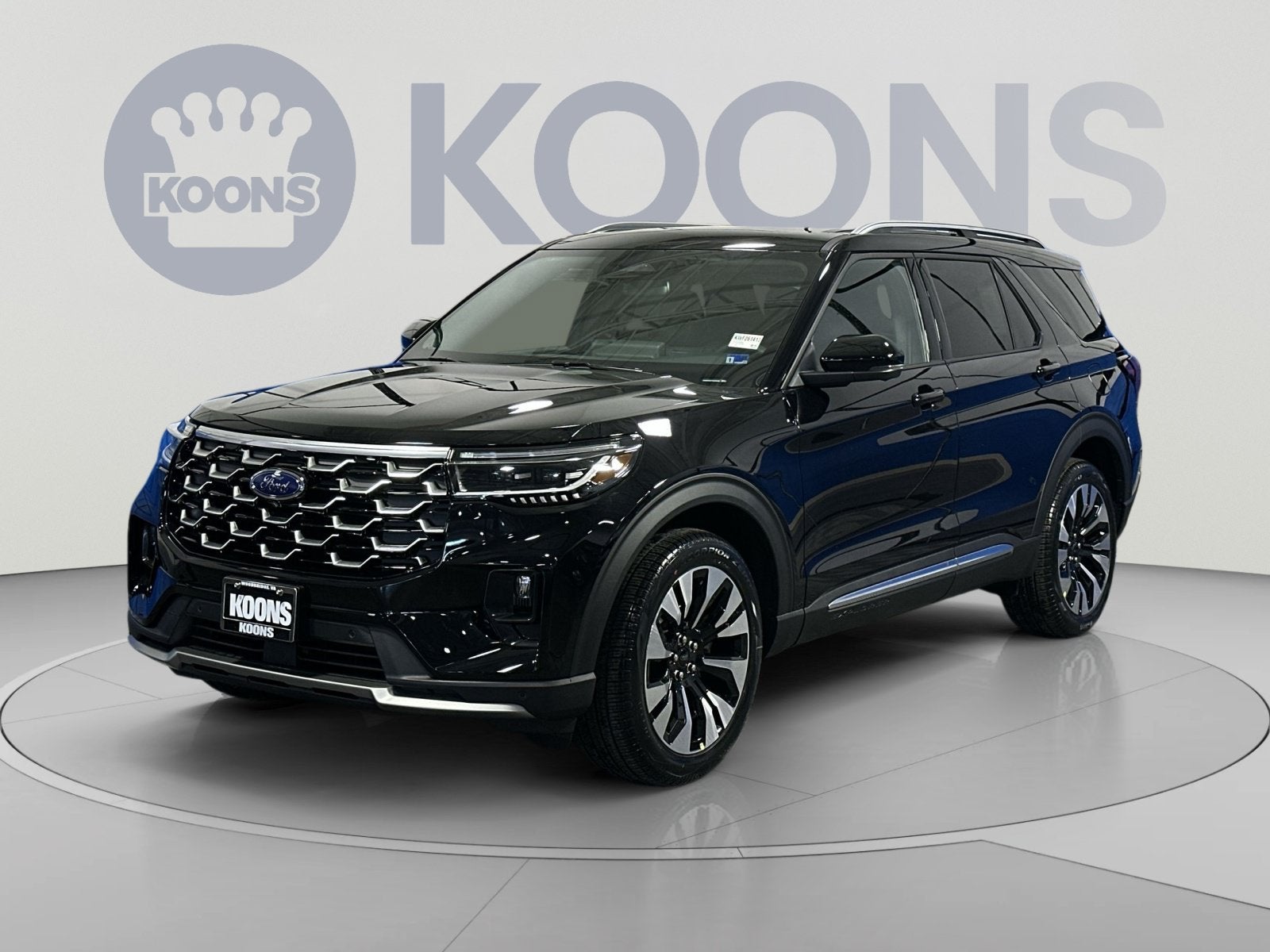 2026 Ford Explorer Platinum in Black Metallic — front three-quarter view