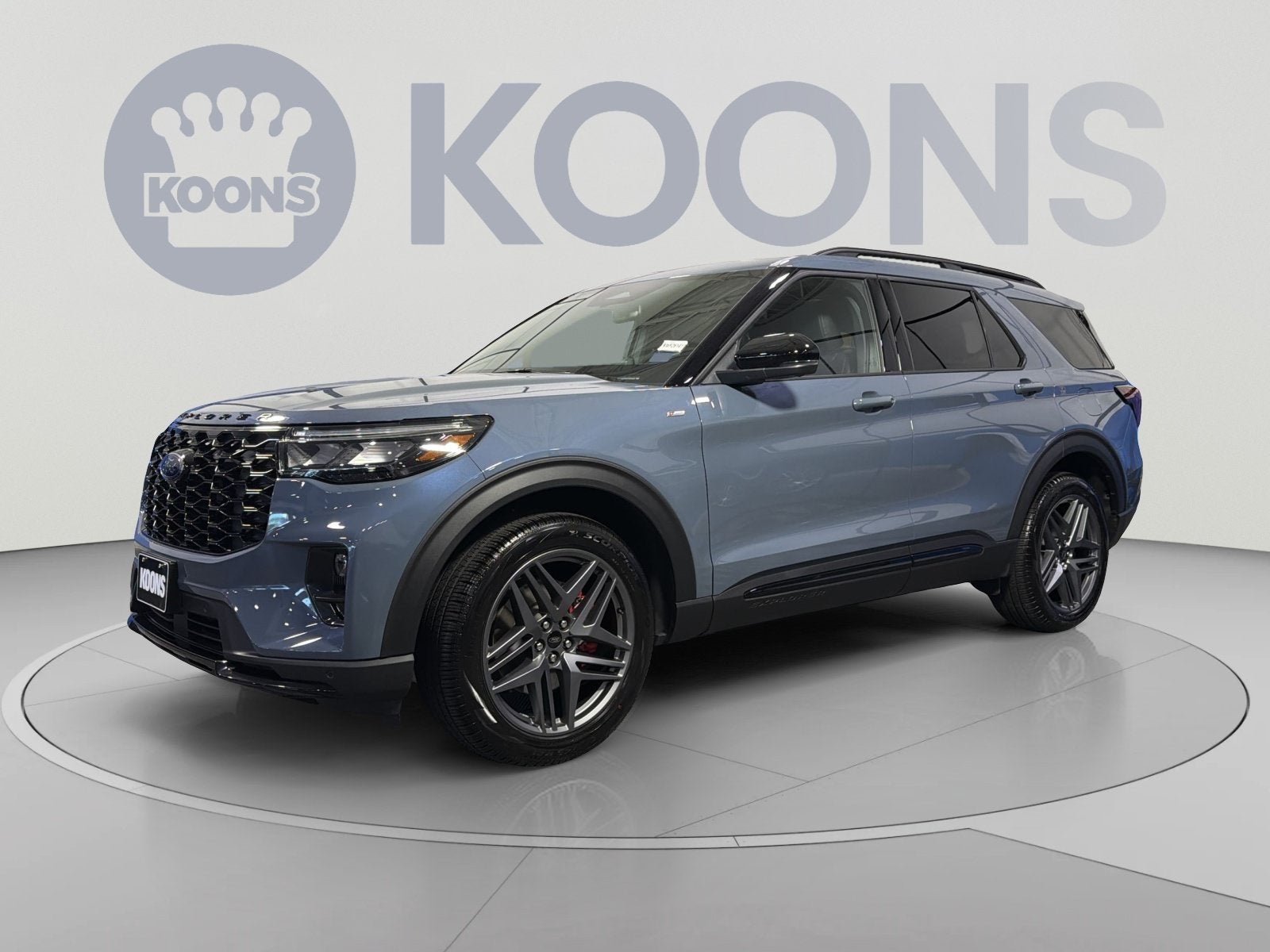 2026 Ford Explorer ST-Line in Vapor Blue — front three-quarter view