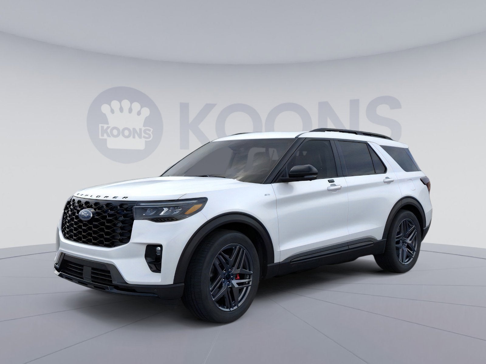 2026 Ford Explorer ST-Line in White Metallic — front three-quarter view