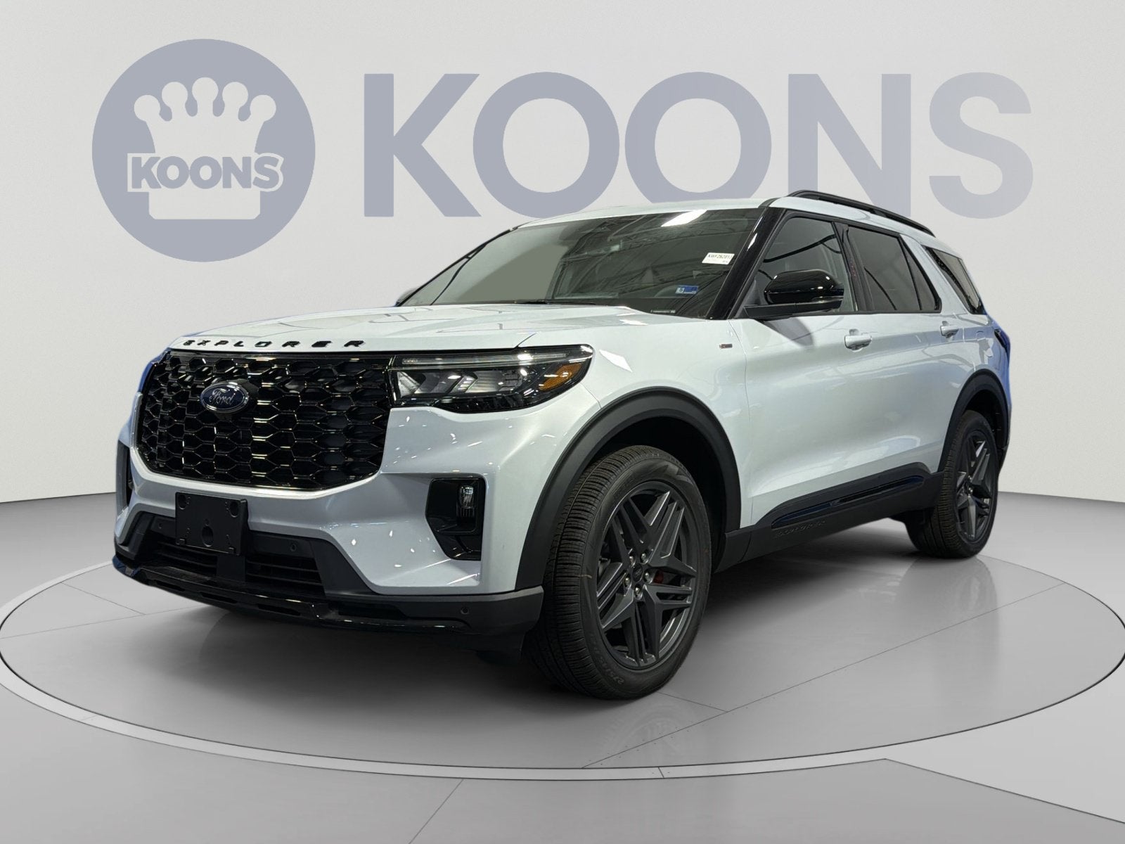 2026 Ford Explorer ST-Line in White Metallic — front three-quarter view