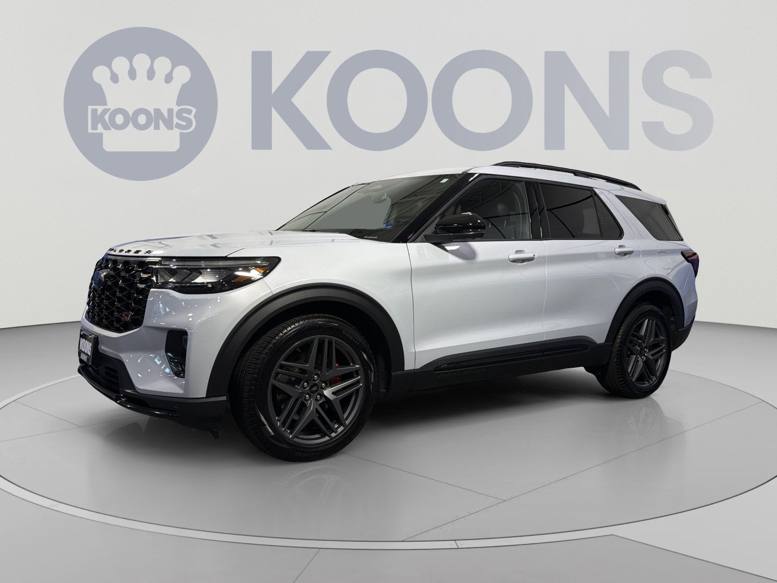 2026 Ford Explorer ST in White Metallic — front three-quarter view