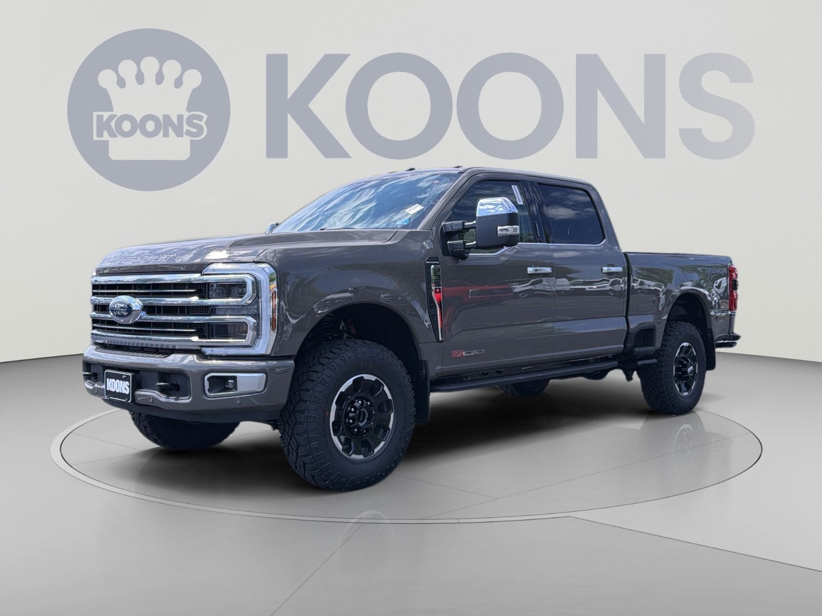 2026 Ford F-350SD Platinum Plus Tremor in Gray — front three-quarter view