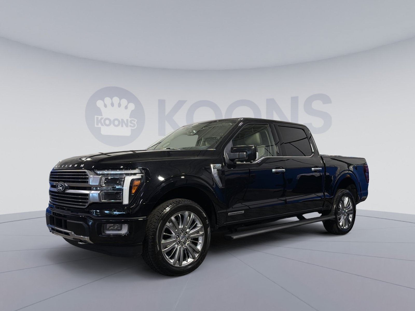2024 Ford F-150 Platinum in Black Metallic — front three-quarter view